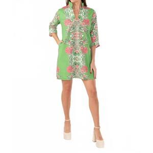 NEW HOUSE OF MBR bouvier short dress in jade garden